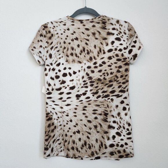 L’AGENCE Leopard Animal Print Fitted Tee | Size S - Picture 4 of 7